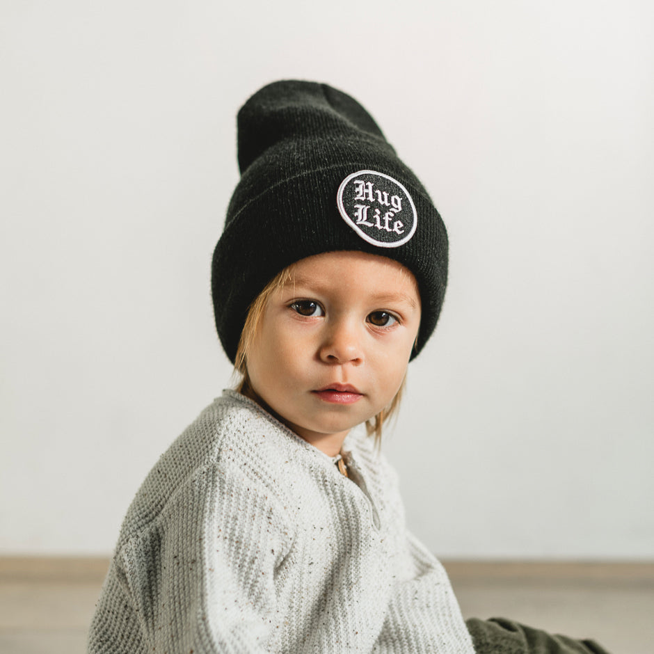 Hug Life - Jet Black Kids Beanie