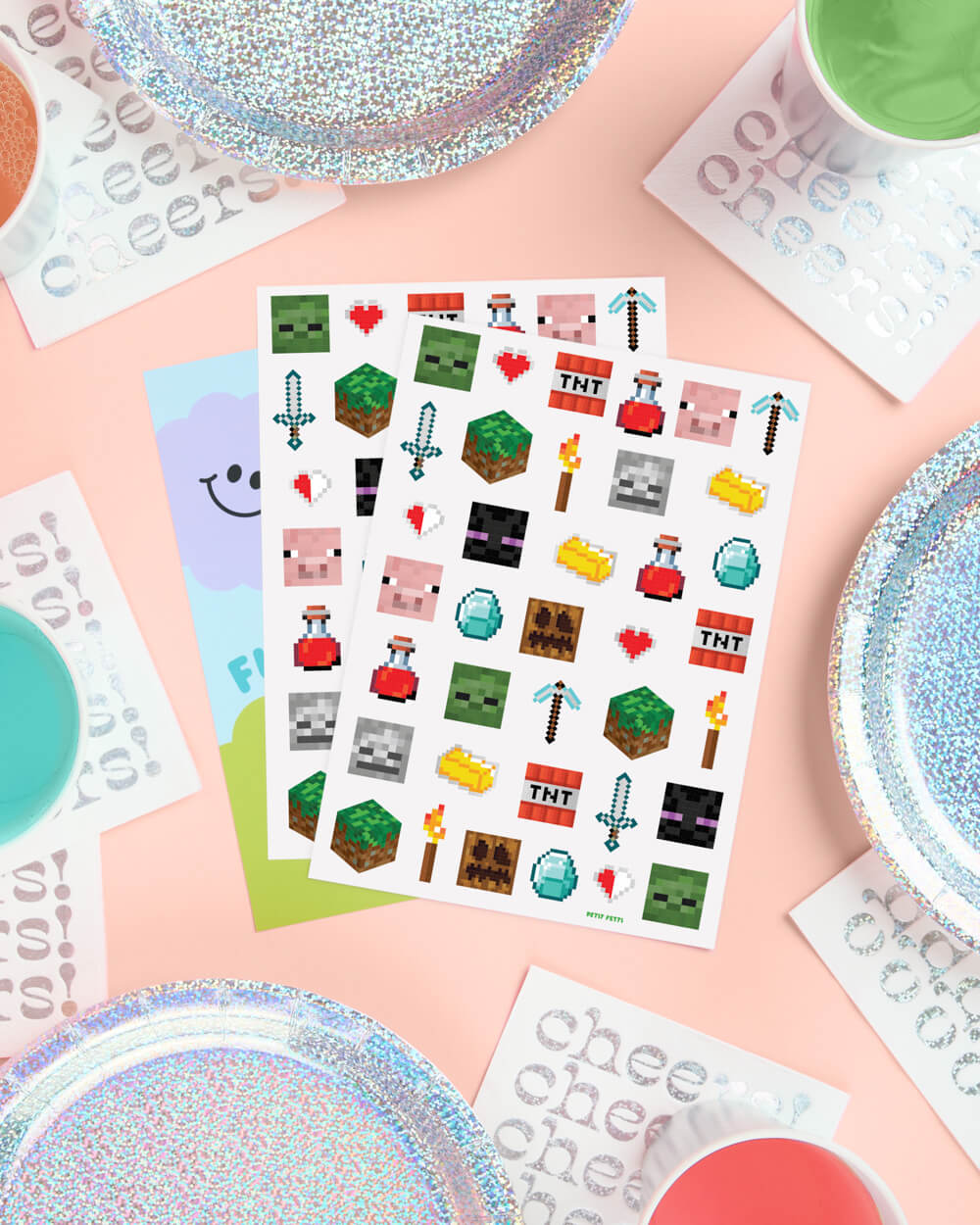 Pixel Mining Gamer Tats - 74 Temporary Tattoos