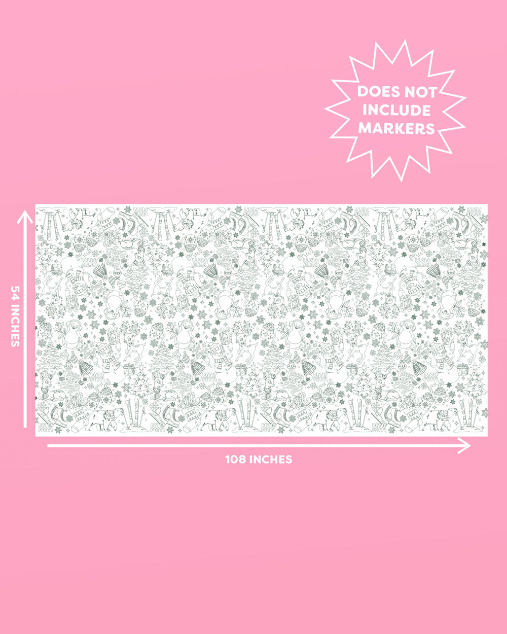 Color Me Merry Paper Tablecloth - Coloring Tablecloth