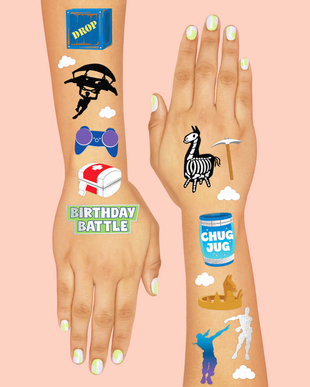 Birthday Battle Tats - 50 Temporary Tattoos