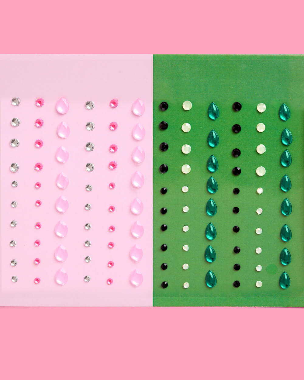Pink Goes Good W. Green Gem Set - 112 Adhesive Face Gems