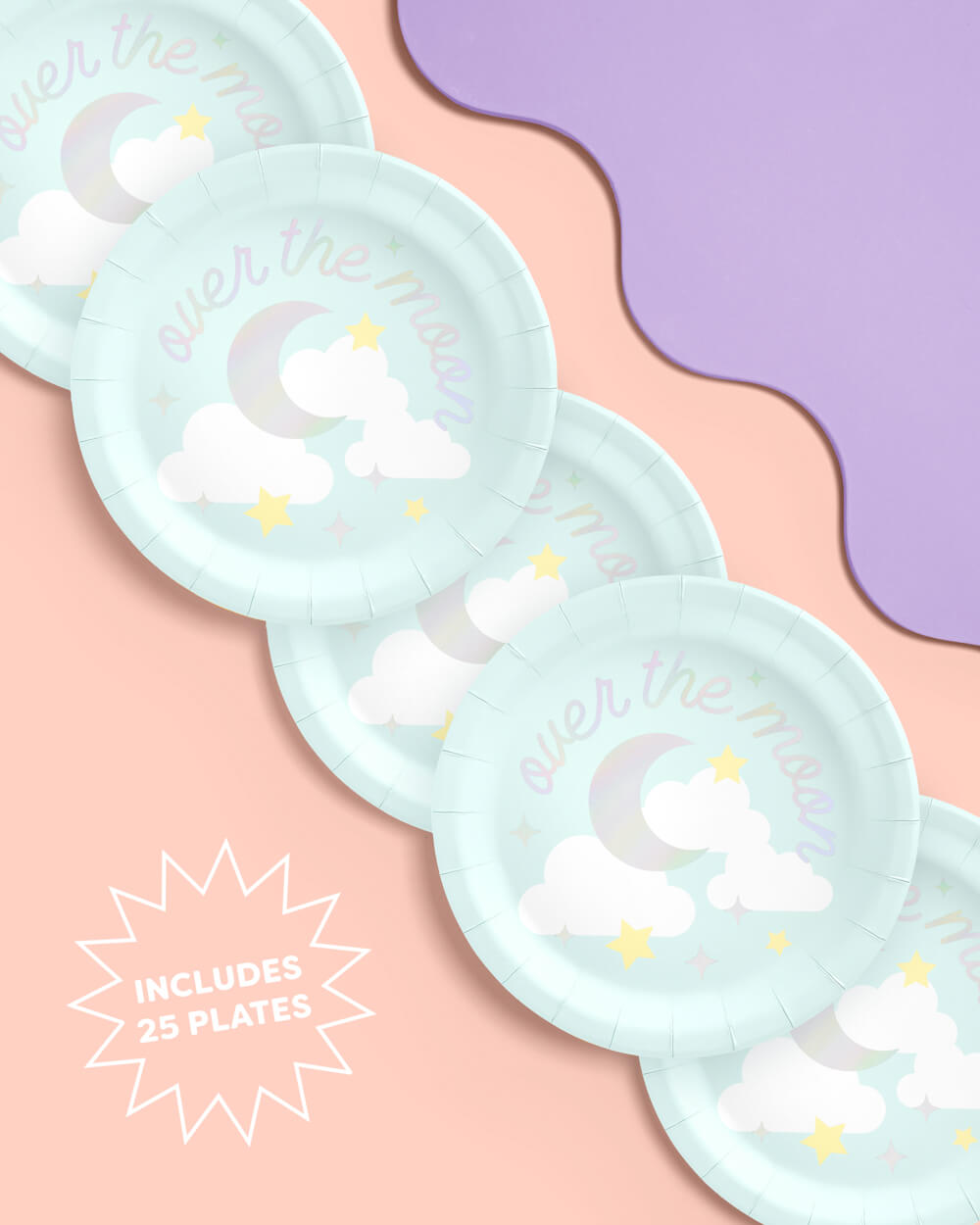 Over The Moon Plates - 25 Paper Plates