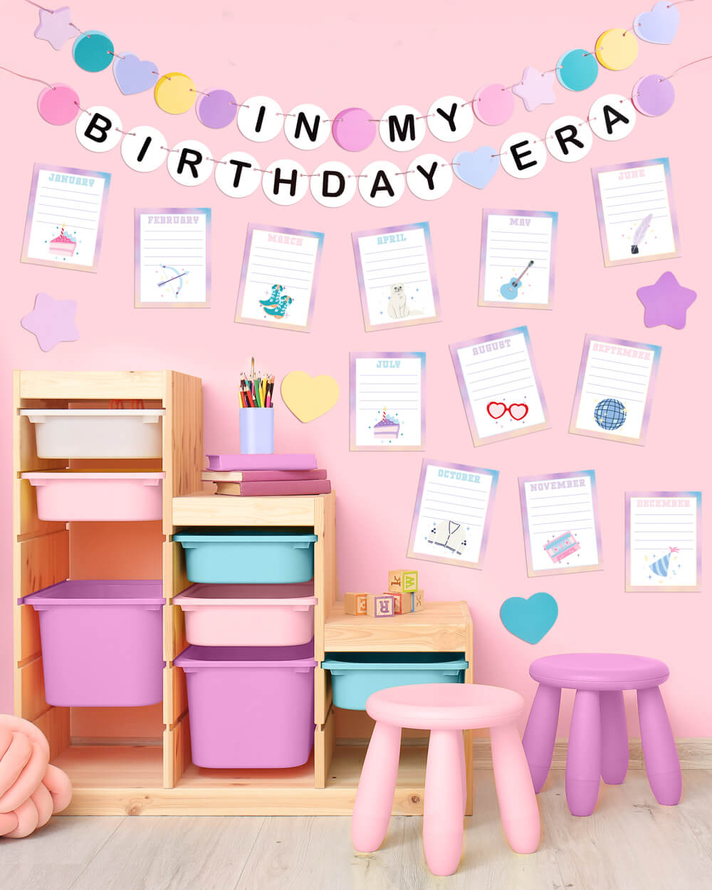 Bday Era Classroom Set - 18 Bulletin Board Pieces