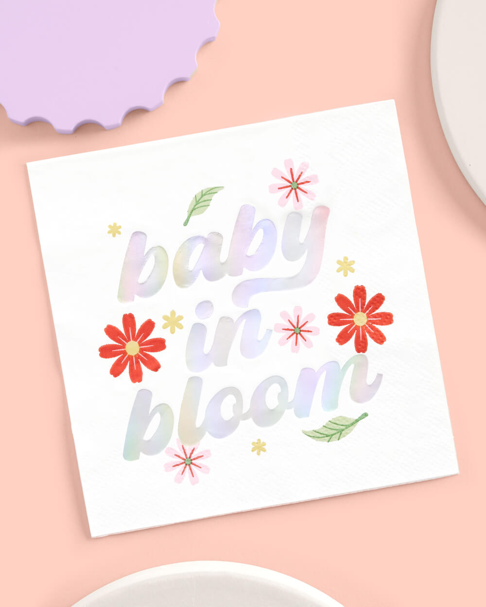 Baby In Bloom Napkins - 50 White Napkins