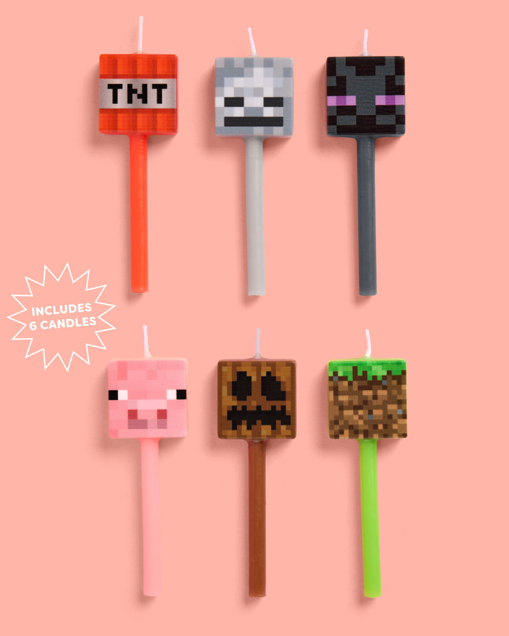 Pixel Mining Candles - Set Of 6