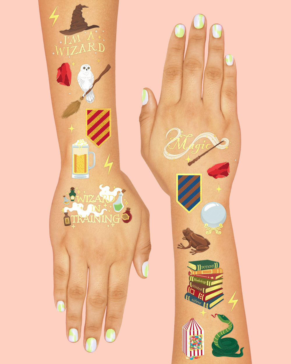 Wizard In Training Tats - 60 Foil Temporary Tattoos