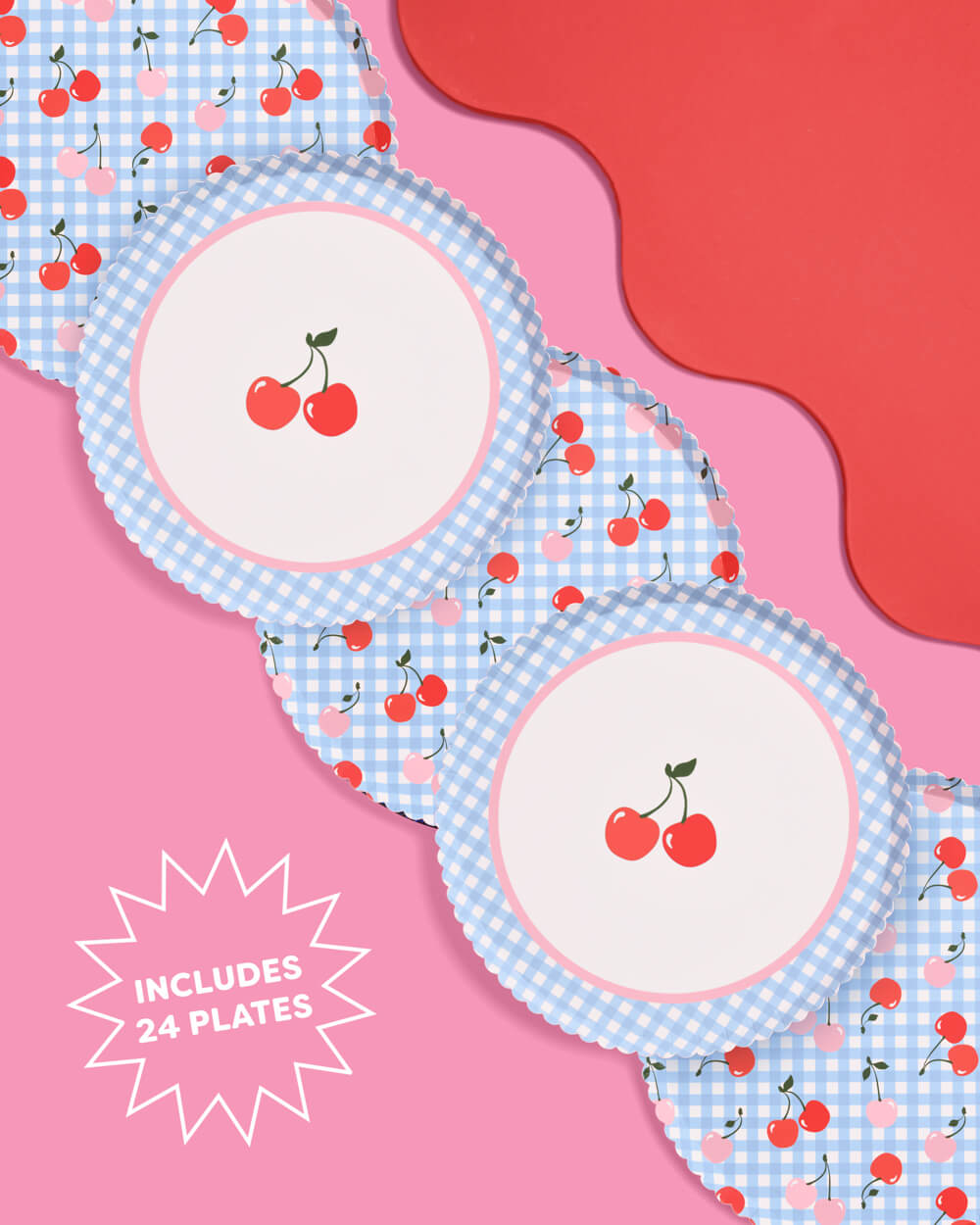 Cherry Plates - 24 Paper Plates