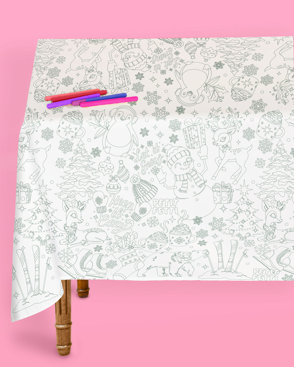Color Me Merry Paper Tablecloth - Coloring Tablecloth
