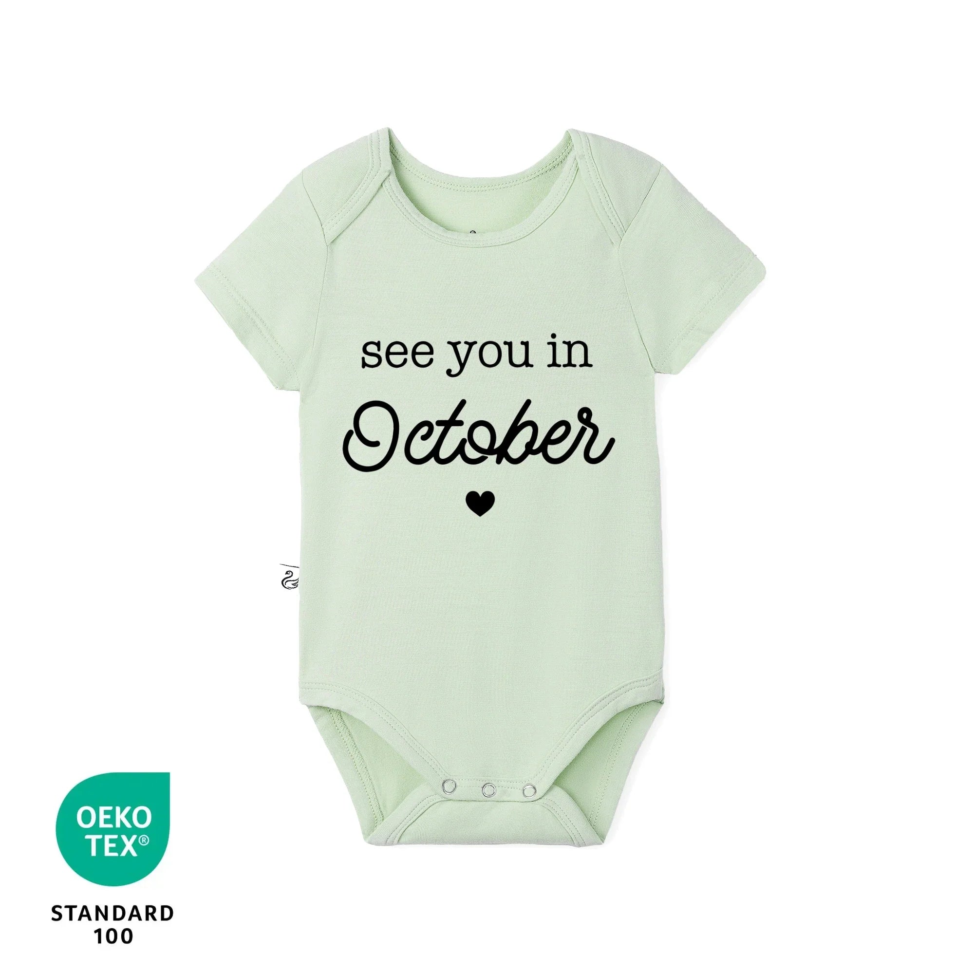'see You In October' Bamboo Baby Bodysuit