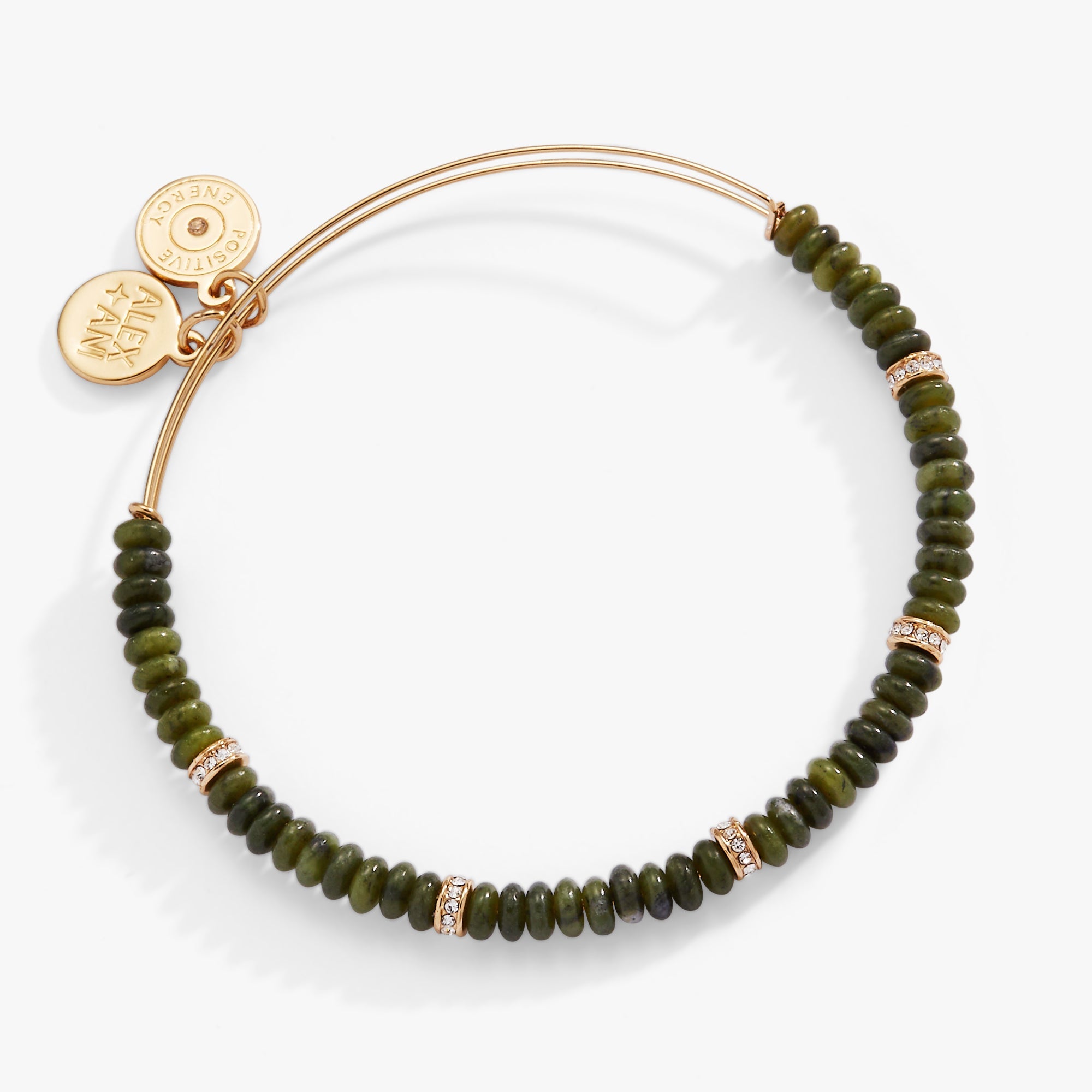 Green Semi-precious Rondelle Beaded Bangle