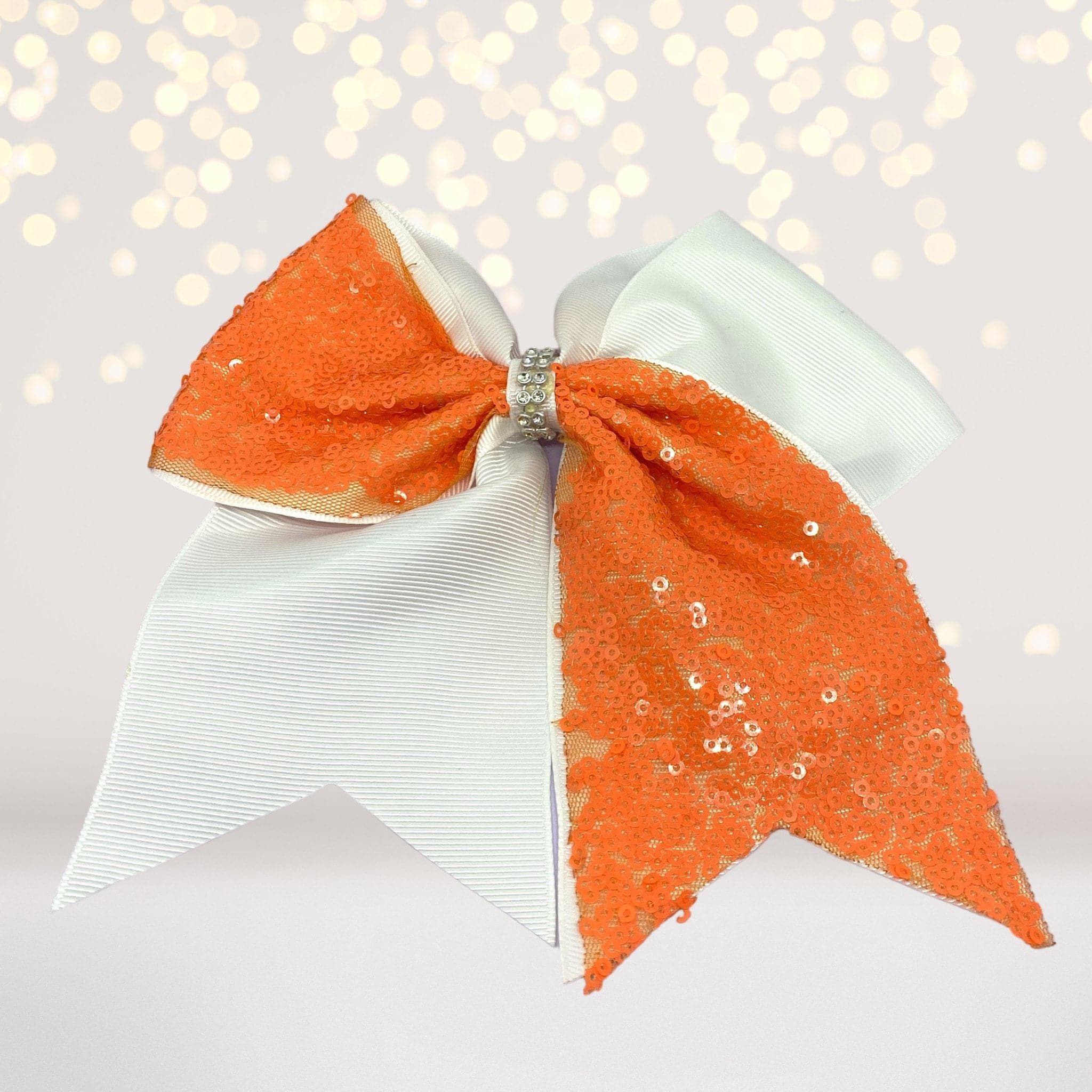 Sequin And White Cheer Hair Bow, Sequin Cheerleader Ponytail
