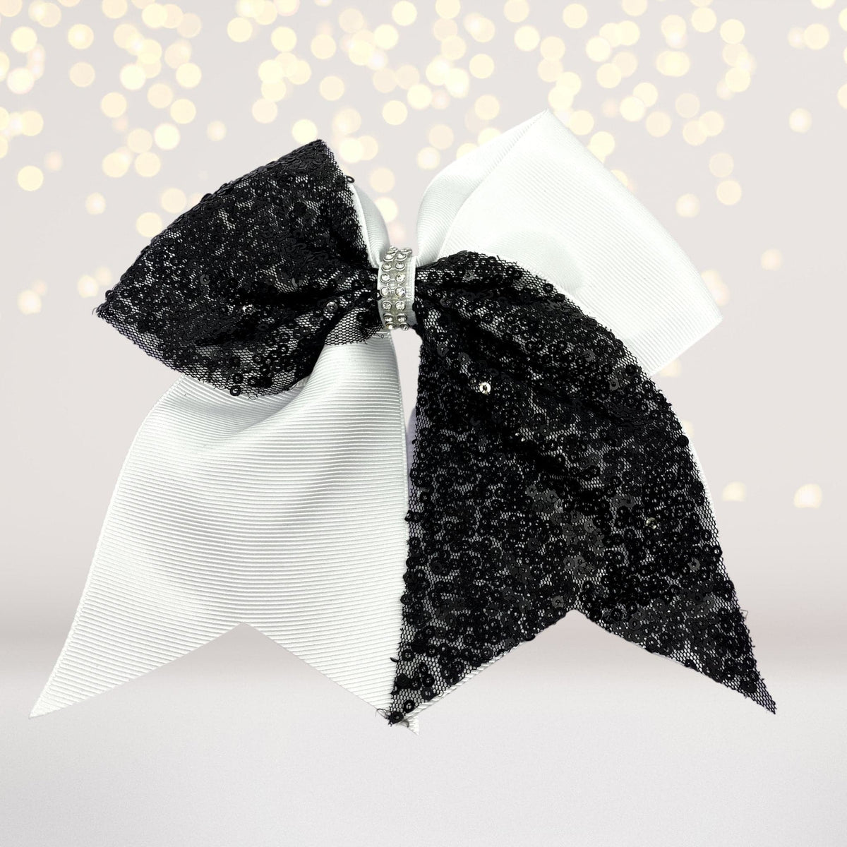 Sequin And White Cheer Hair Bow, Sequin Cheerleader Ponytail