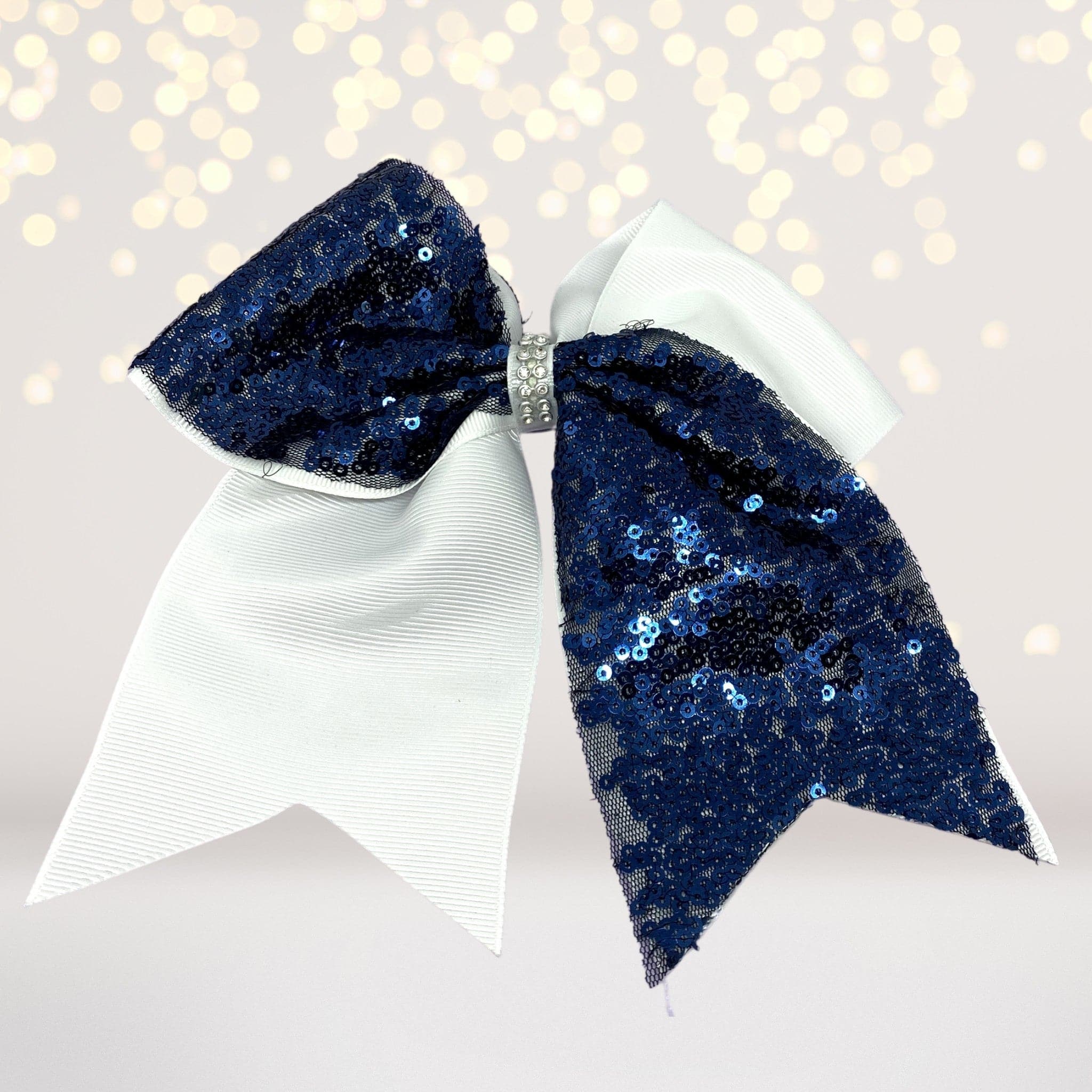 Sequin And White Cheer Hair Bow, Sequin Cheerleader Ponytail