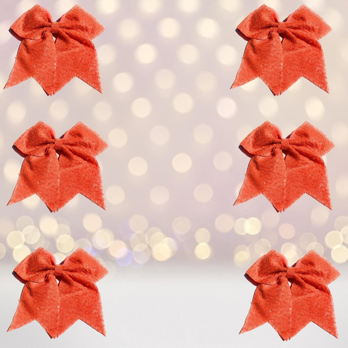 Sequin Cheer Bow Bundle, Girls Sequin Cheerleader Bow Pony Bundle 6 Pack