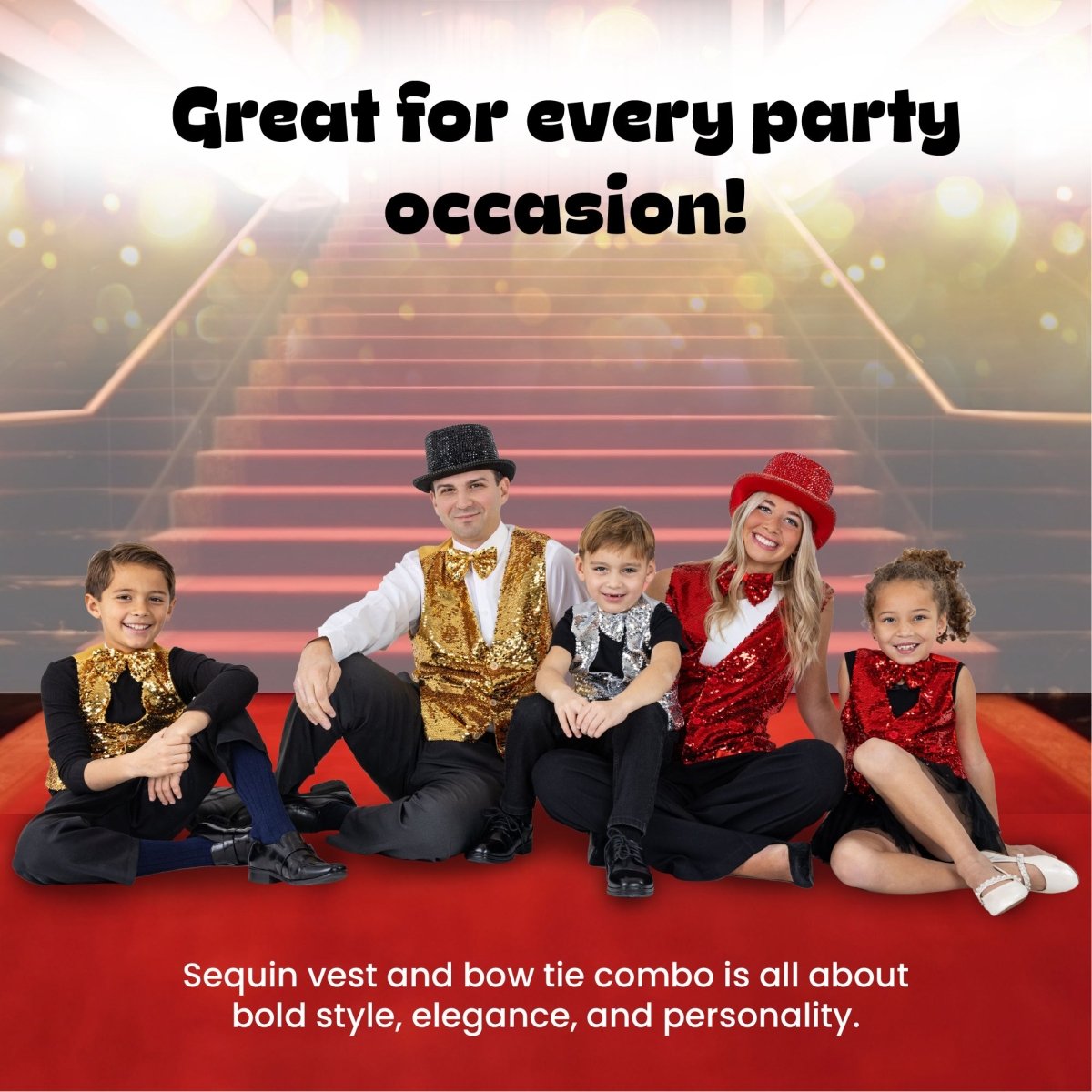 Sequin Vest With Bowtie - Adults