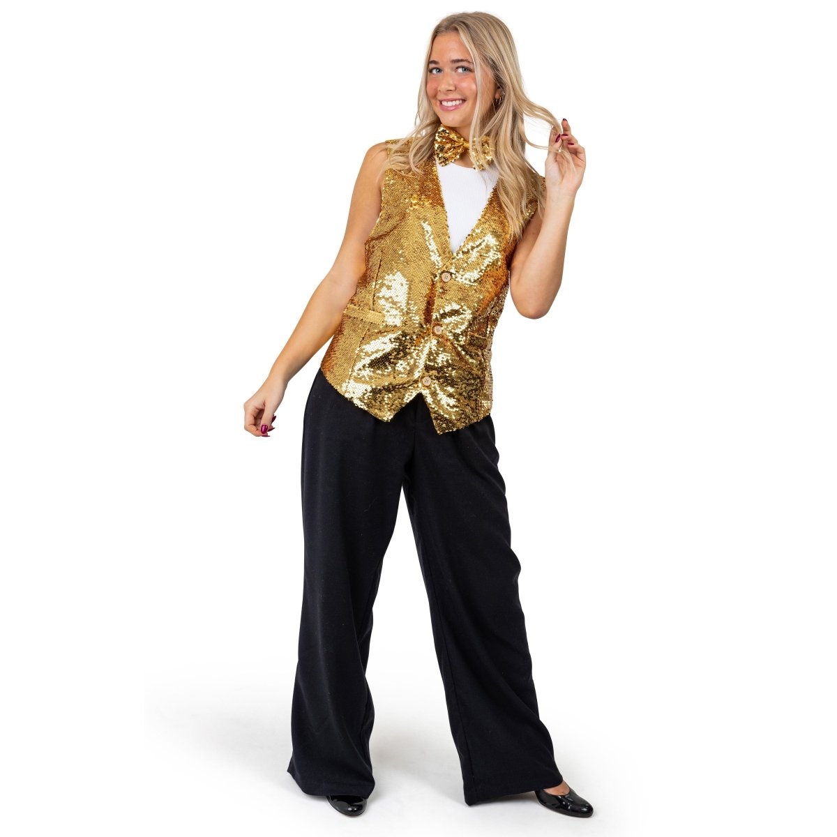Sequin Vest With Bowtie - Adults
