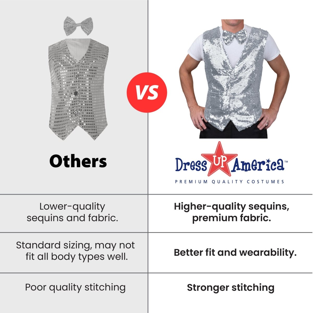 Sequin Vest With Bowtie - Adults