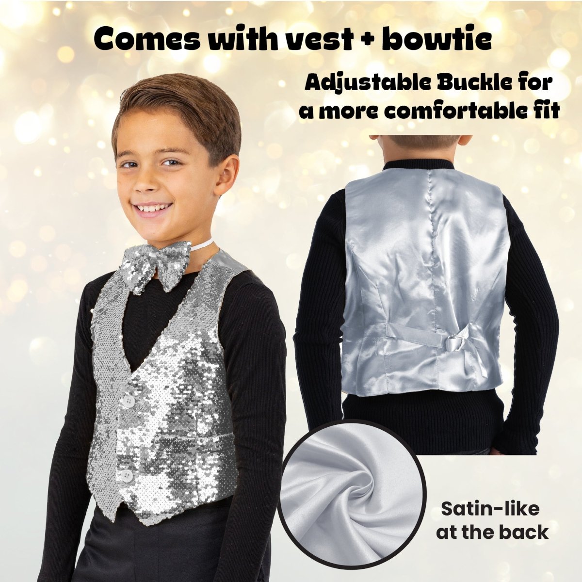 Sequin Vest With Bowtie - Kids