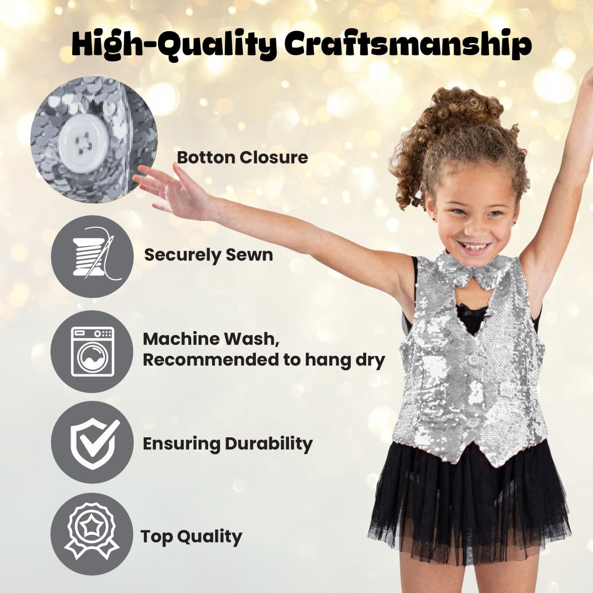 Sequin Vest With Bowtie - Kids
