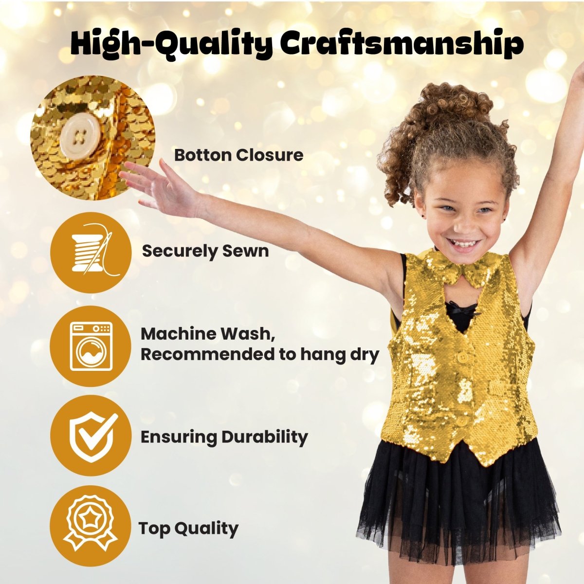 Sequin Vest With Bowtie - Kids