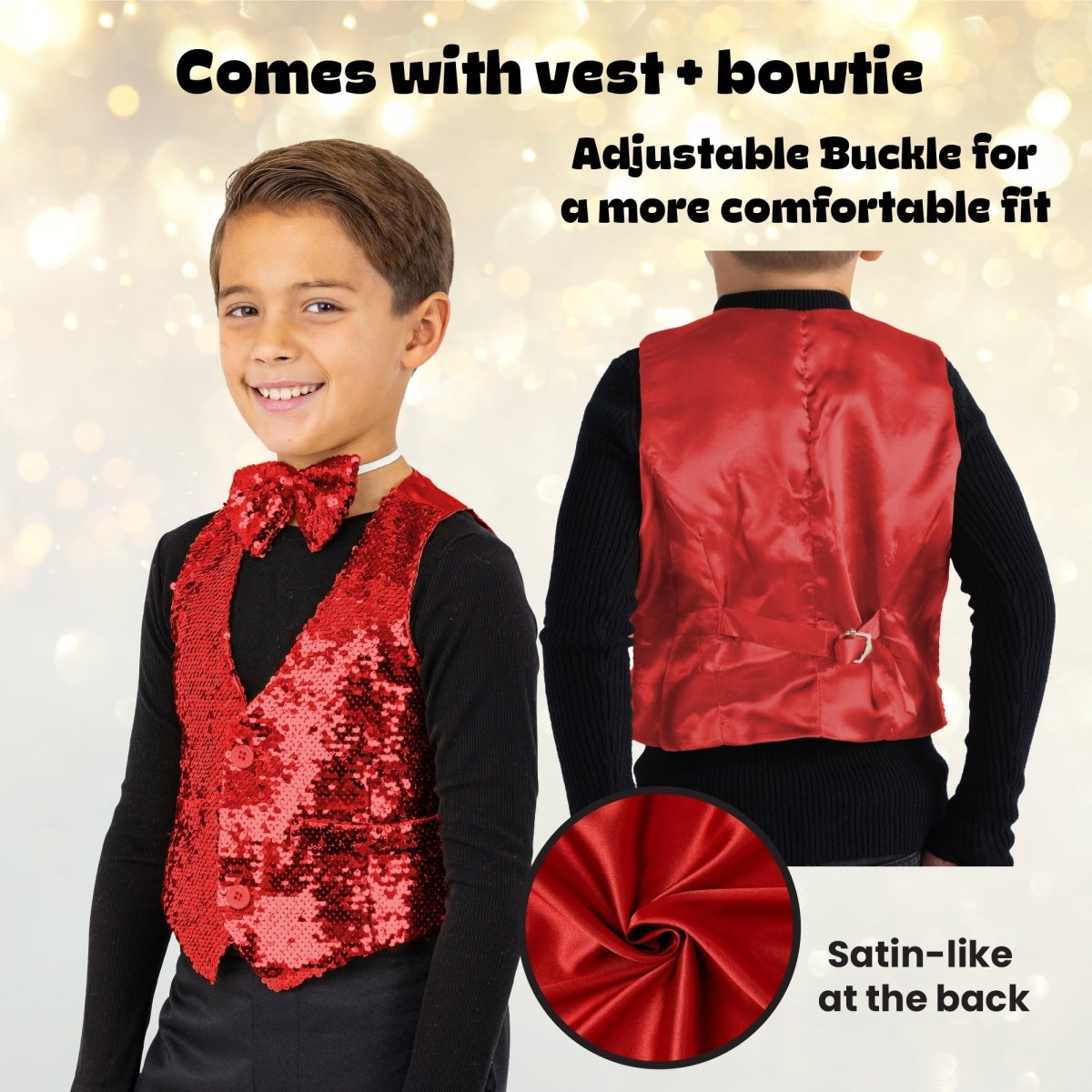 Sequin Vest With Bowtie - Kids
