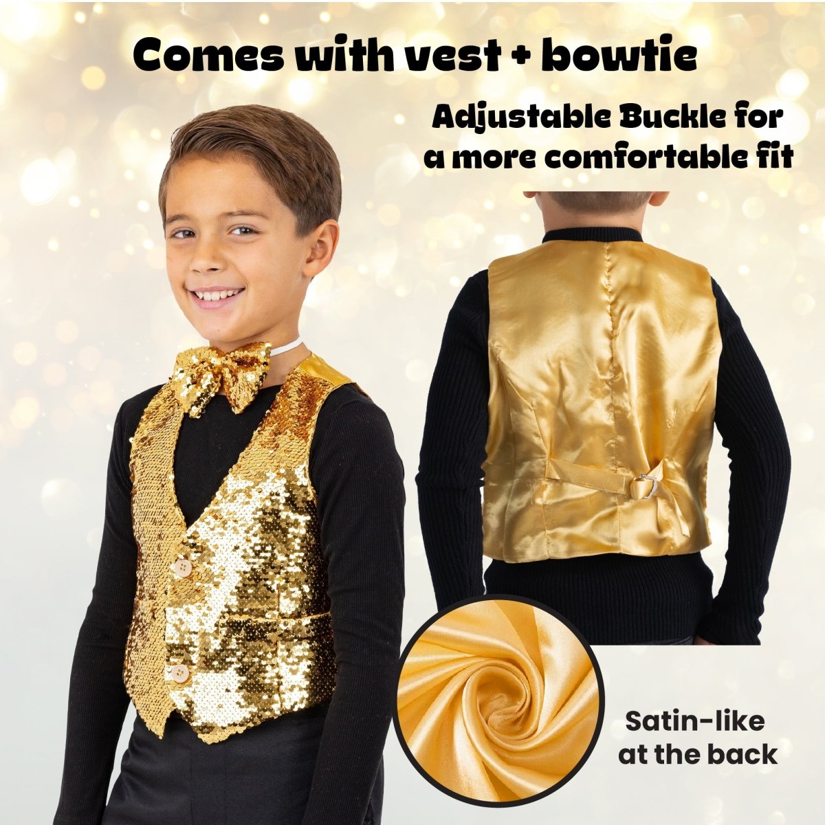 Sequin Vest With Bowtie - Kids