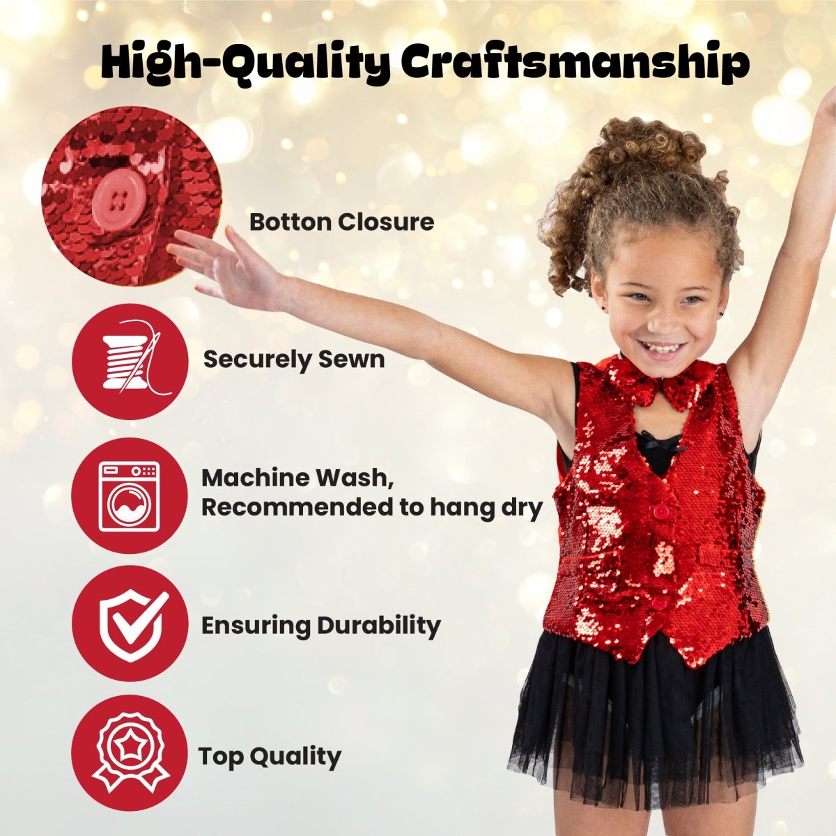Sequin Vest With Bowtie - Kids