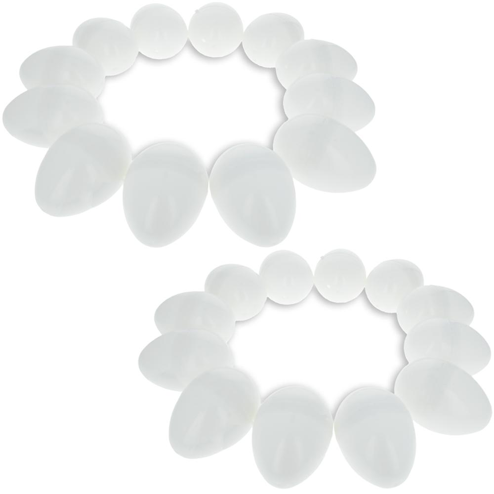 Set Of 24 White Plastic Easter Eggs 2.25 Inches