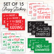 Funny Christmas Gift Stickers - Pack Of 15