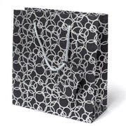 Set Of Six Recycled Cotton Gift Bags Tag Black Circles Design