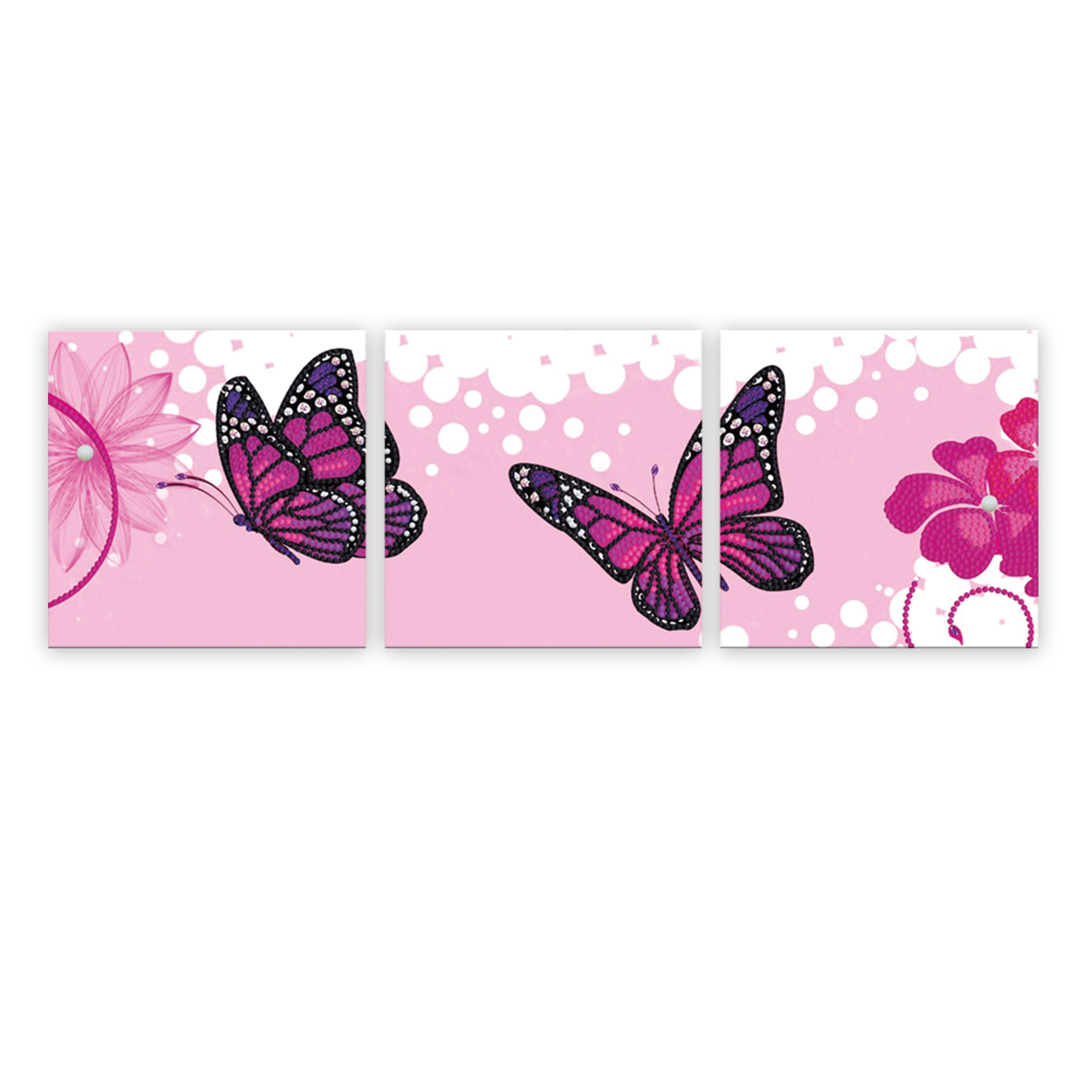 Diamond Art Stretched Canvas Butterfly Set Of 3