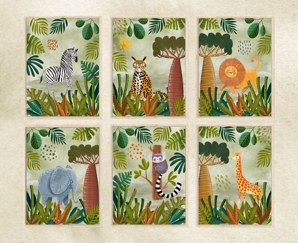 Nursery Safari Prints - Luster Paper Nursery Wall Art Prints