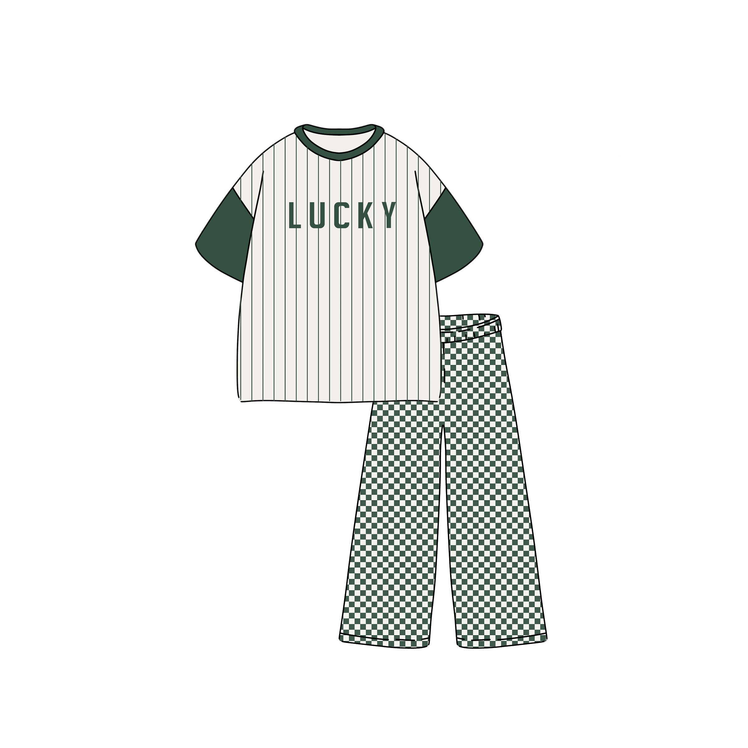 T-shirt & Pant Set | Lucky Micro Check
