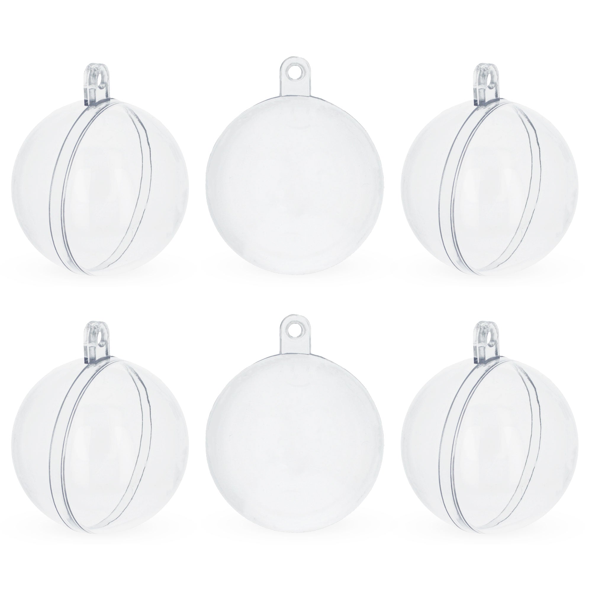 Set Of 6 Clear Plastic Ball Ornaments 1.92 Inches (49 Mm)