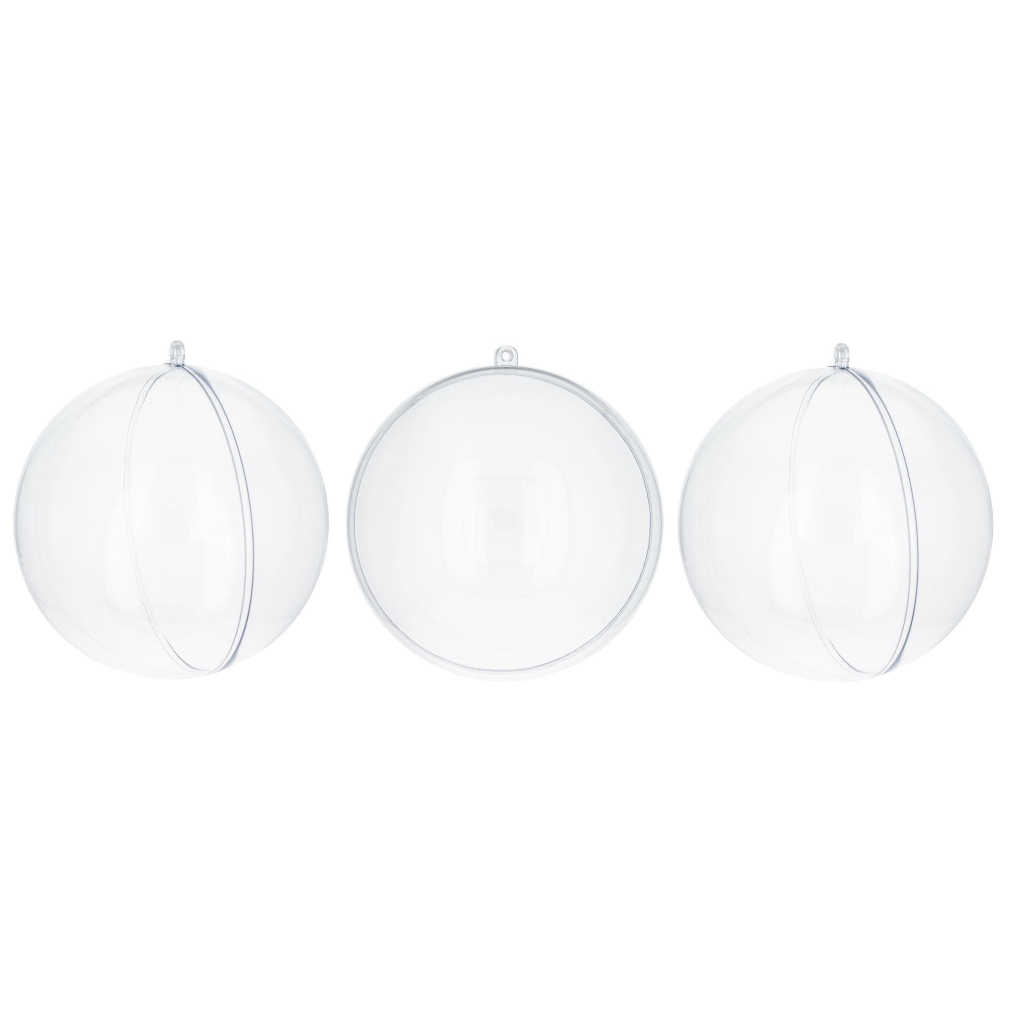 Set Of 3 Clear Plastic Ball Ornaments 3.9 Inches