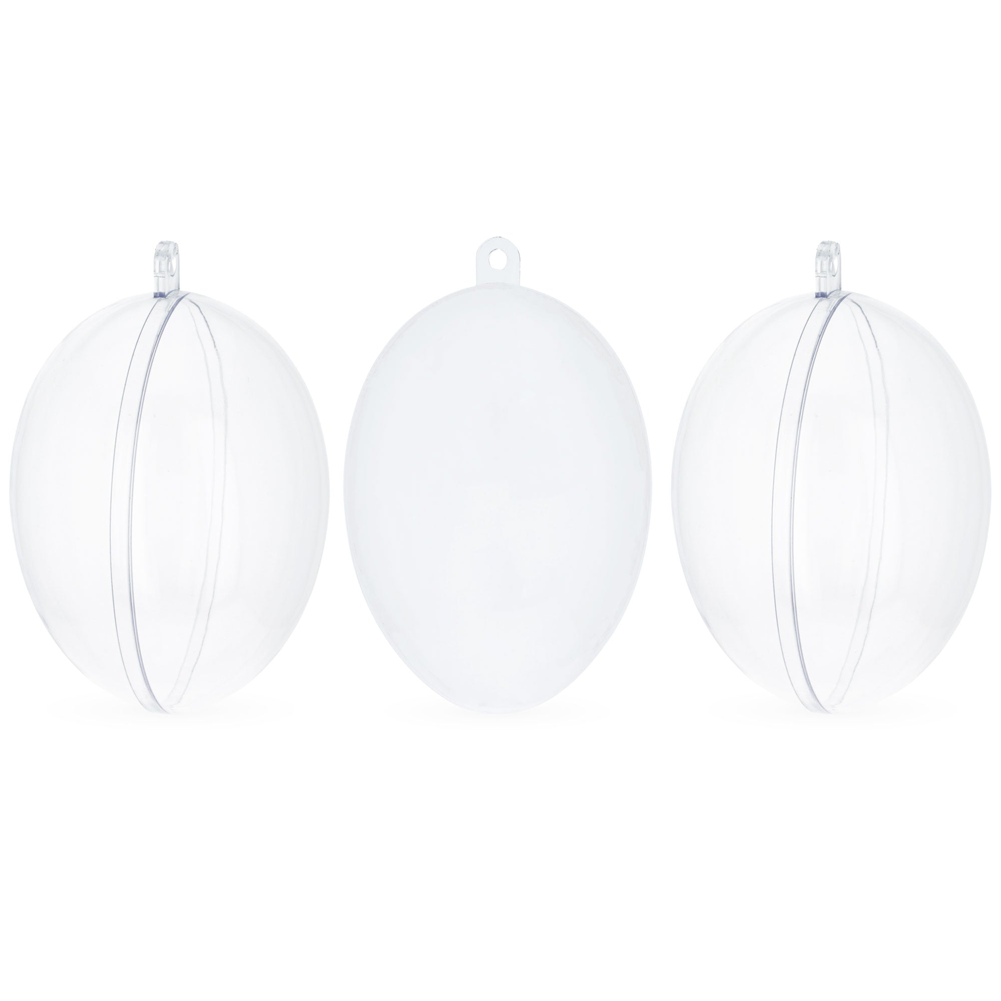 Set Of 3 Clear Plastic Egg Ornaments 4.35 Inches (100 Mm)