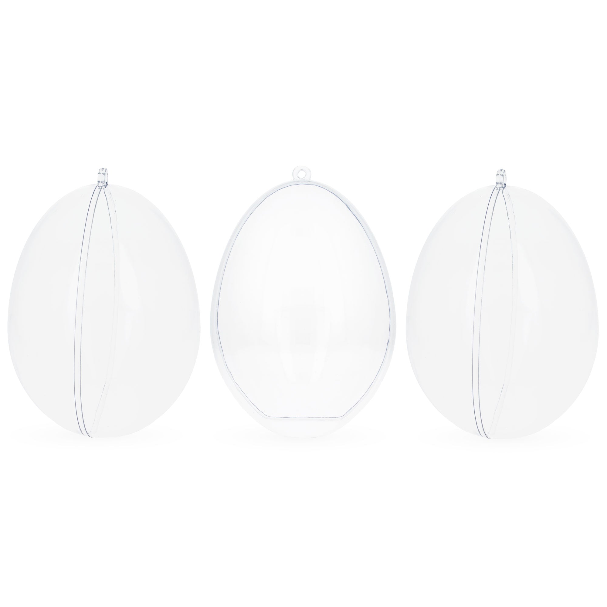 Set Of 3 Clear Plastic Egg Ornaments 5.9 Inches (150 Mm)