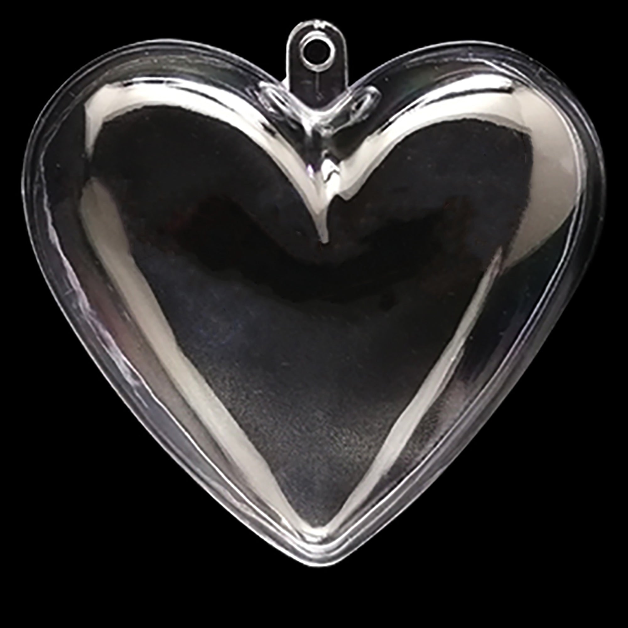 Set Of 3 Clear Plastic Hearts Ornaments 2.45 Inches (62 Mm)