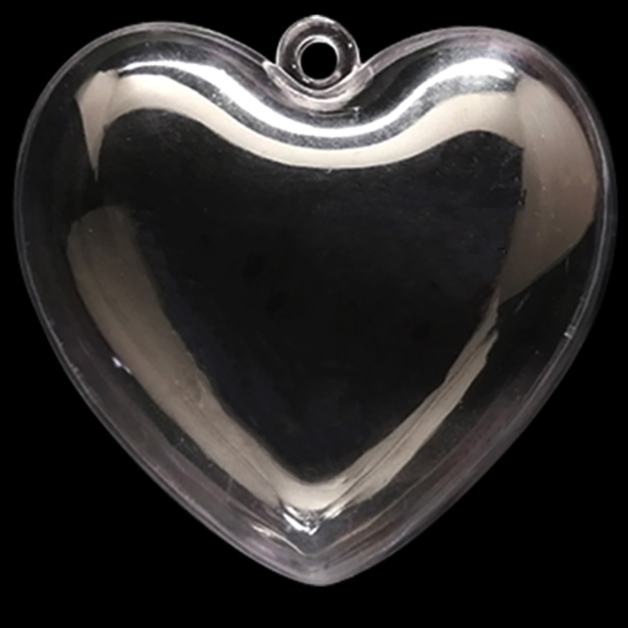 Set Of 3 Clear Plastic Heart Ornaments 3.05 Inches