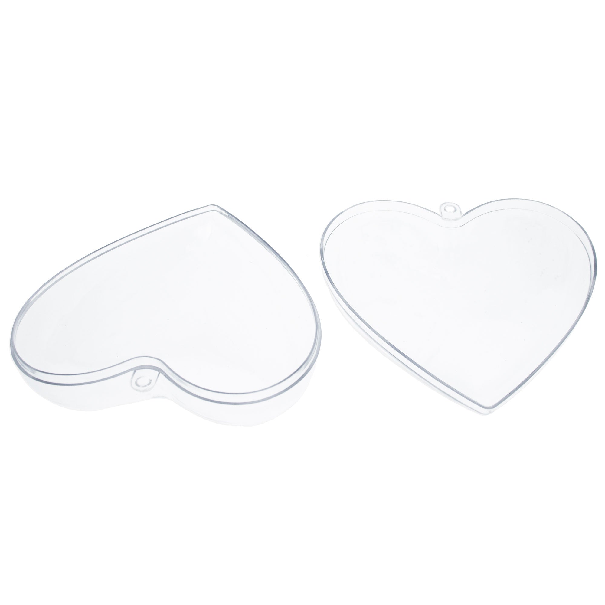 Set Of 3 Clear Plastic Heart Ornaments 3.85 Inches (98 Mm)