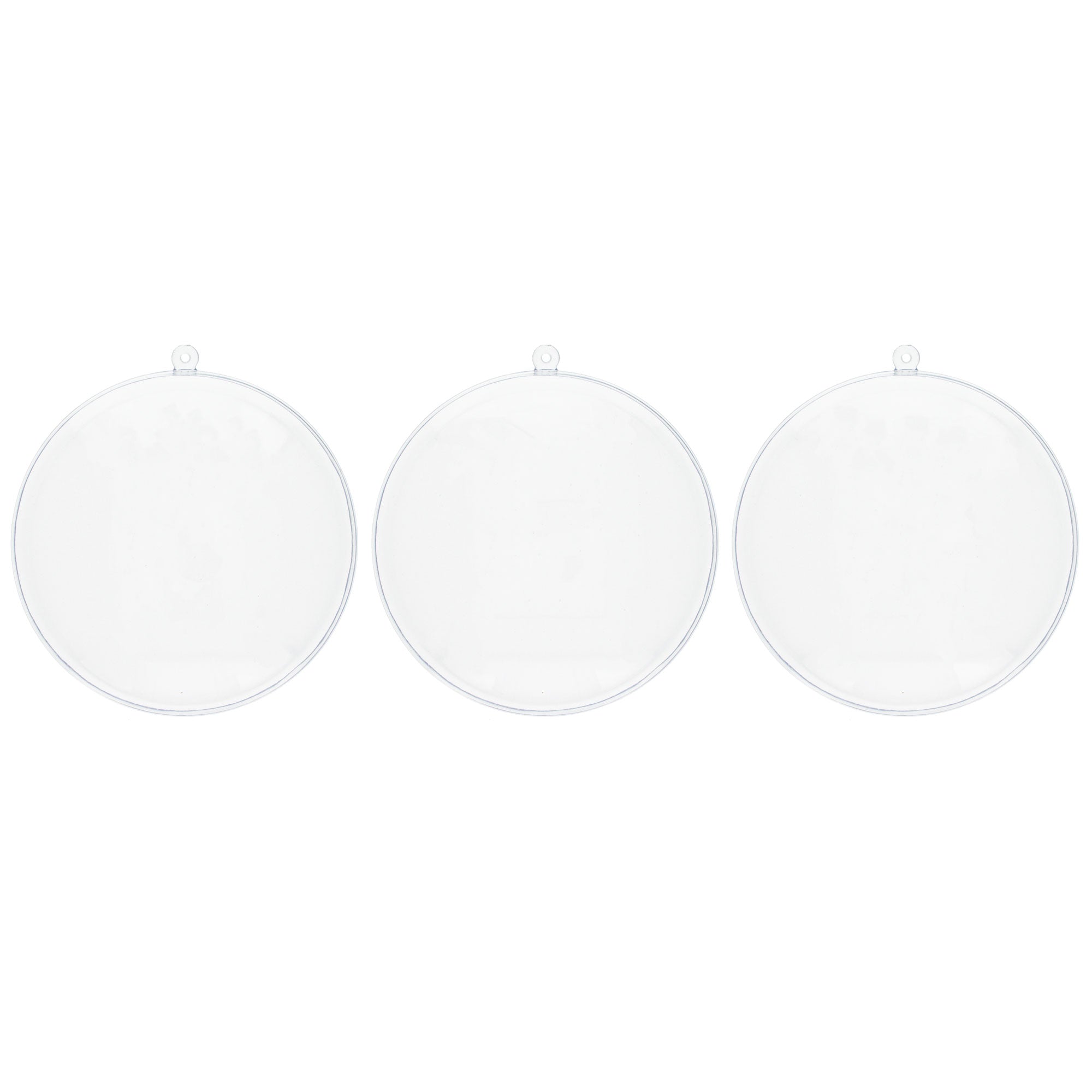 Set Of 3 Clear Plastic Disc Ornaments 4.5 Inches (110 Mm)