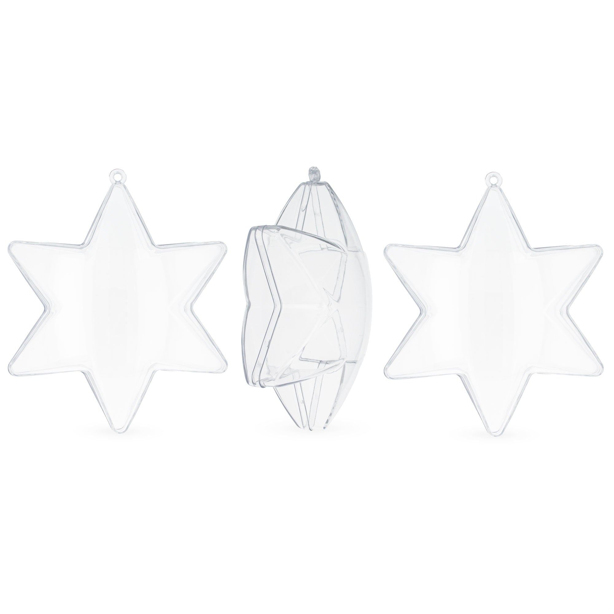 Set Of 3 Clear Plastic Hexagon Ornaments 4 Inches