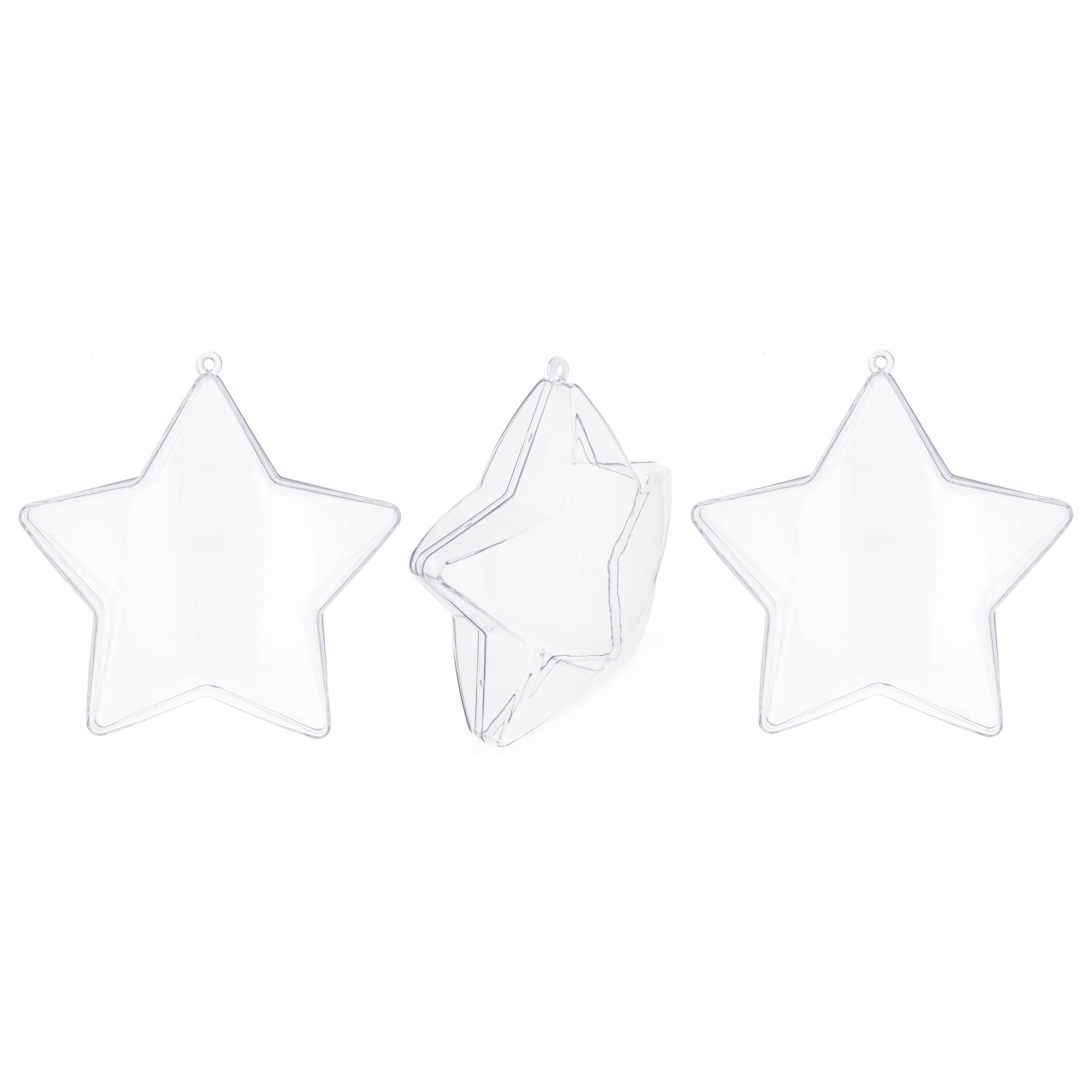 Set Of 3 Clear Plastic Star Ornaments 4 Inches