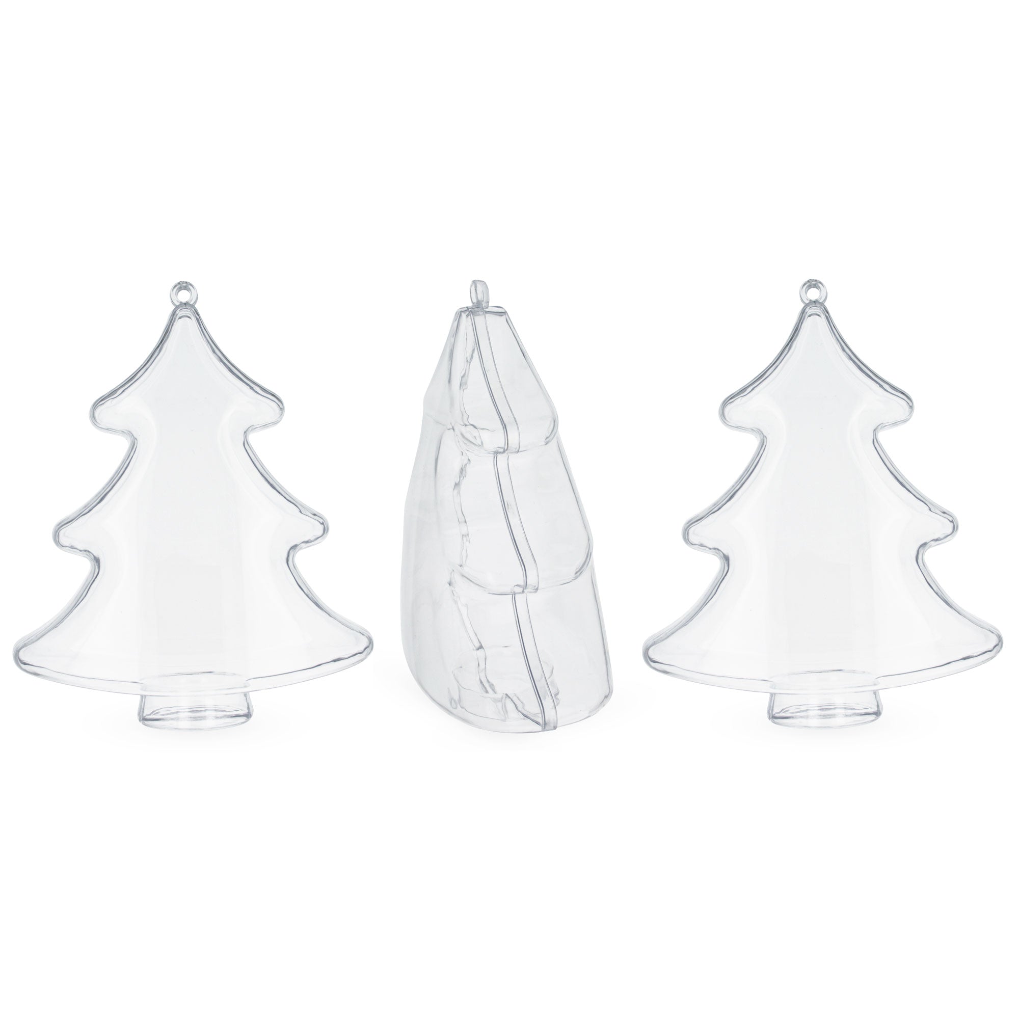 Set Of 3 Clear Plastic Christmas Tree Ornaments 4.35 Inches (110.5 Mm)