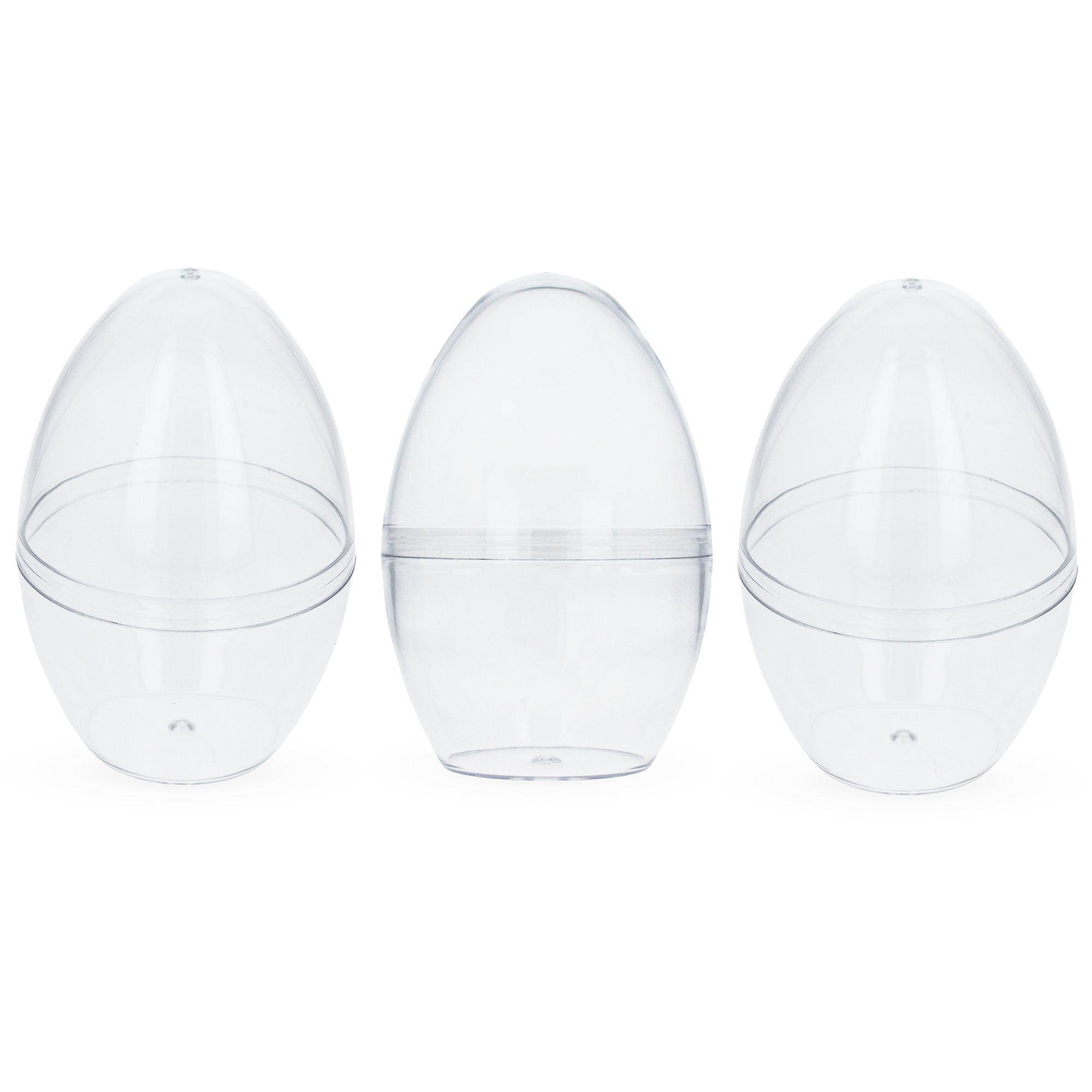 Set Of 3 Clear Plastic Standing Egg Ornaments 3.05 Inches (78 Mm)