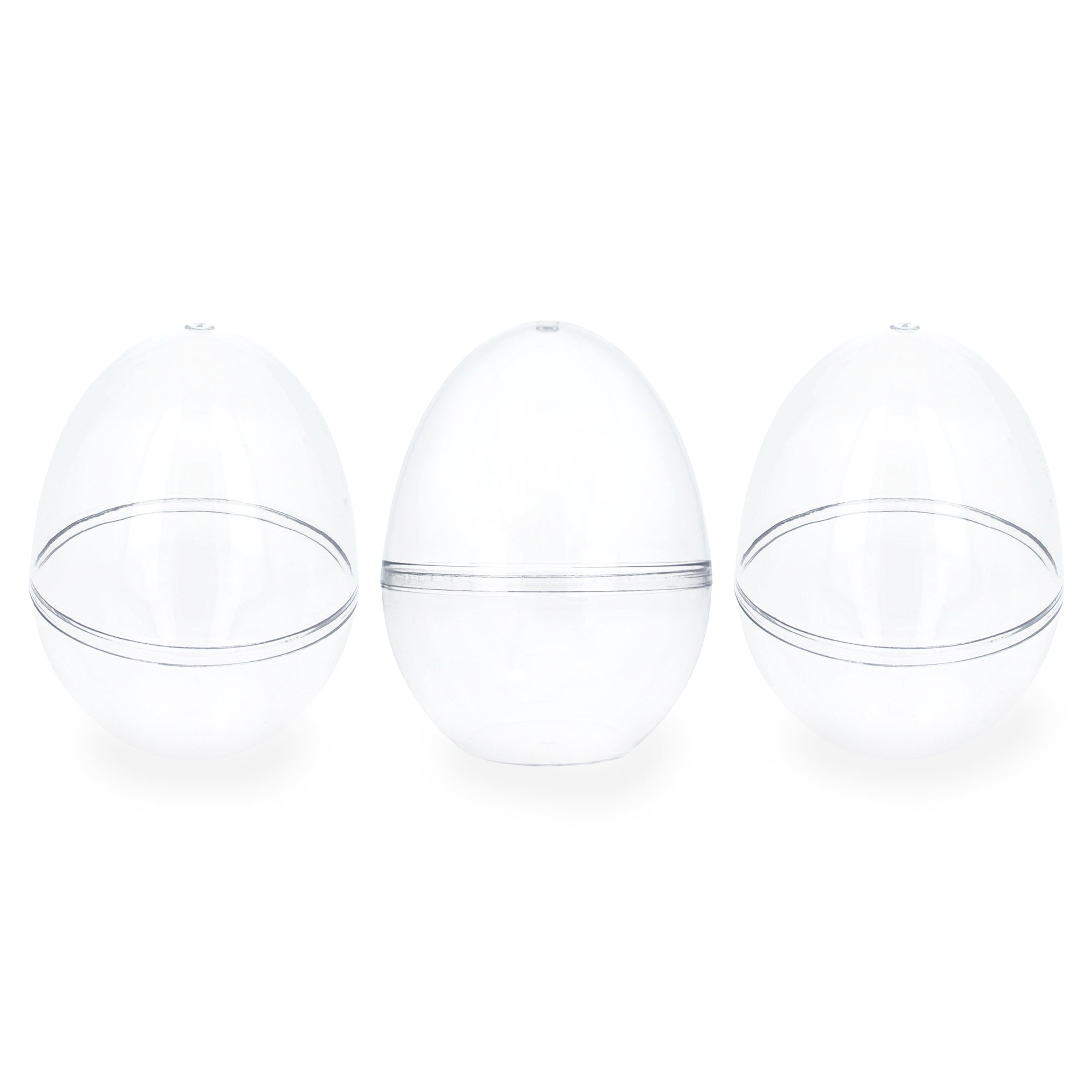 Set Of 3 Clear Plastic Standing Egg Ornaments 3.58 Inches (91 Mm)