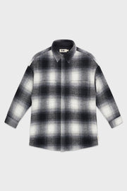 Elongated Oversized Plaid Shirt Jacket