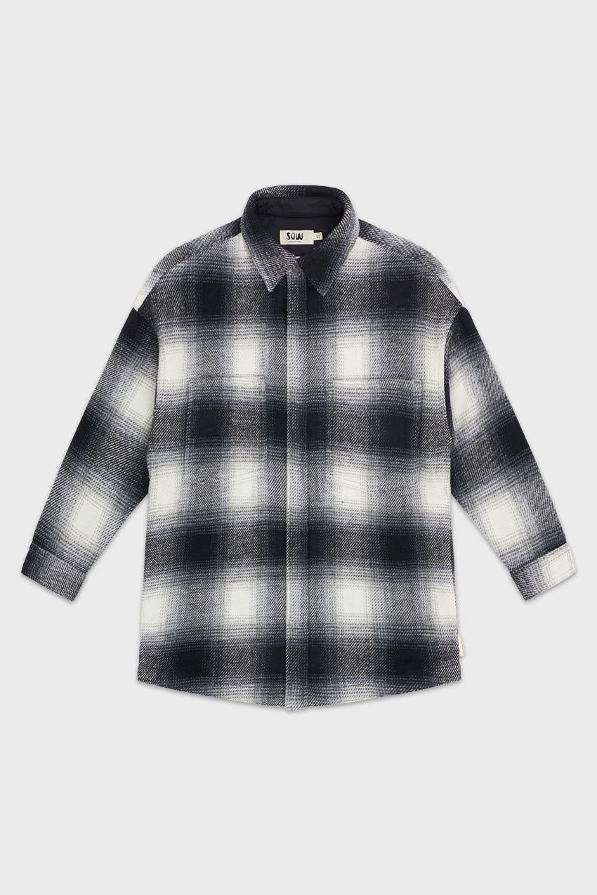 Elongated Oversized Plaid Shirt Jacket