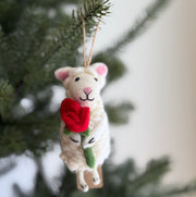 Sheep Holding Rose Ornament