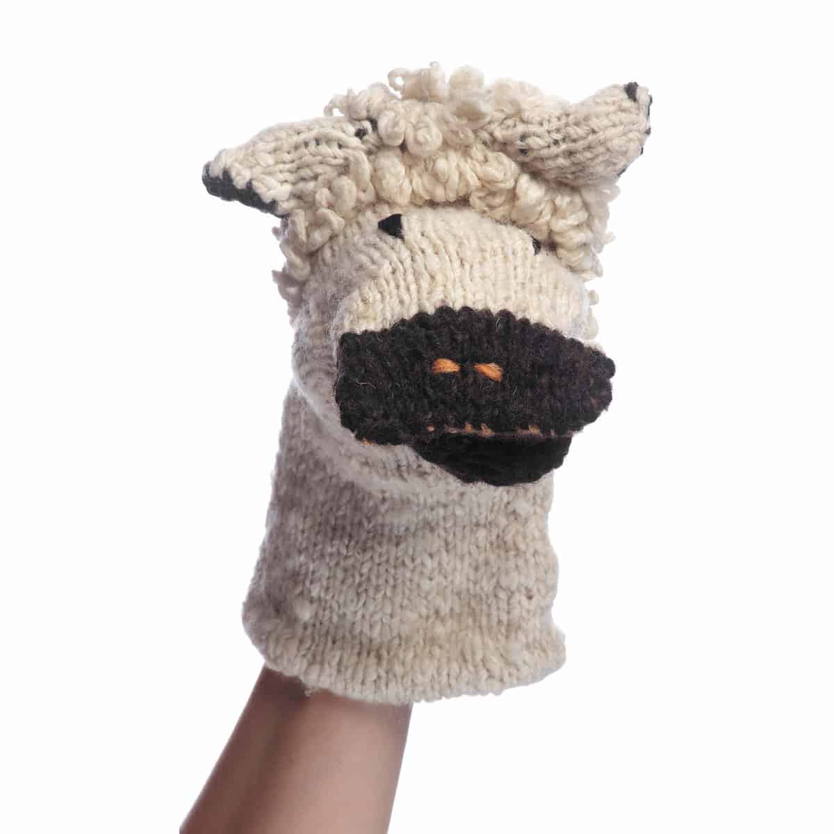 Organic Wool Knit Hand Puppet  | Sawyer The Sheep